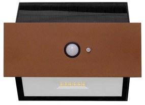 Applique LED Solare Corten Rettangolare con Sensore di Movimento Colore Bianco Naturale 4.000K