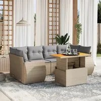 Set Divani da Giardino 7 pz con Cuscini Beige in Polyrattan 3272095