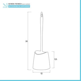 Portascopino wc da appoggio bianco in abs con setole nere