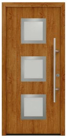 Portoncino d'ingresso HORMANN Iso Pro Secur 810s con vetro L 80 x H 210 cm in acciaio rovere dorato, apertura tirare a destra