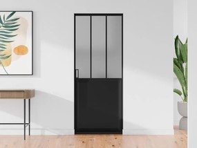 Porta scorrevole atelier con sistema a incasso H205 x L73 cm Nero e Vetro temperato smerigliato - ARTISTO II