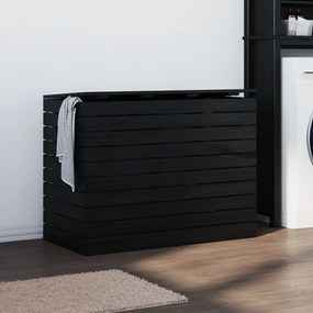 Cesto Per Bucato Nero 88,5x44x66 Cm Legno Massello Pino /