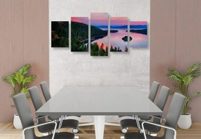 Quadri 5 pezzi – Lago al tramonto