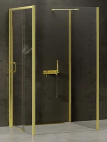 New Trendy Prime Light Gold box doccia 100x100 cm quadrato oro lucida/vetro trasparente K-1507