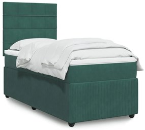 Giroletto A Molle Con Materasso Verde Scuro 80x200 Cm Velluto /