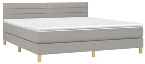 Letto a Molle Materasso e LED Grigio Chiaro 160x200 cm Tessuto