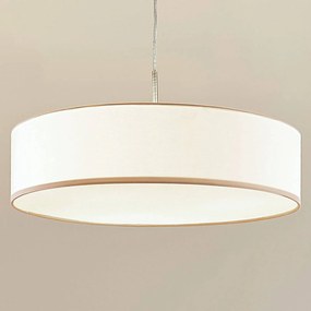 Lampada a sospensione Lindby Sebatin, Ø 50 cm, crema, tessuto, E27