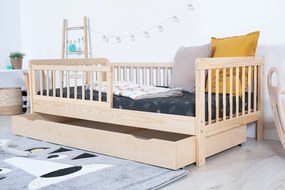Letto per bambini con barriera TEDDY - naturale - letto senza spazio di archiviazione 140x70 cm