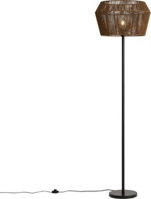 Lampada da terra nera con paralume in corda di carta marrone 50/50/30 - Simplo