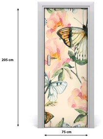 Rivestimento Per Porta Rose e farfalle 75x205 cm