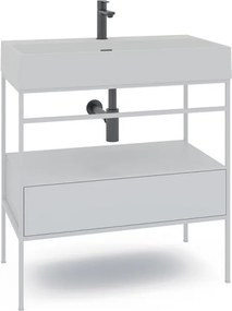Mobile bagno da terra con lavabo Outline L 80 x H 89 x P 45.5 cm bianco per vasca centrale