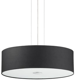 Sospensione Industrial-Minimal Woody Corda Nero 5 Luci E27