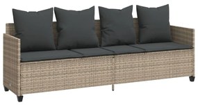 Set divano da giardino 5pz con cuscini grigio chiaro polyrattan