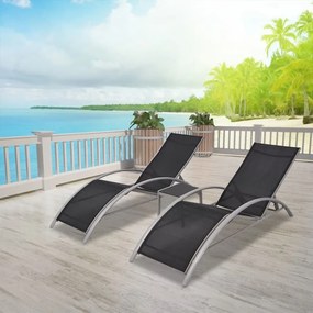Lettini Prendisole Con Tavolino İn Alluminio Nero /