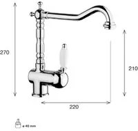 Miscelatore cucina bocca antica in ottone cromato modello Anya Keller taps