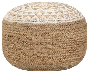 Pouf Lavorato A Mano Bianco 45x30 Cm İn Juta /