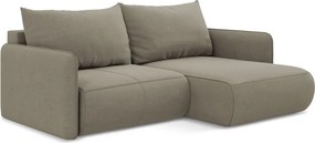 Divano angolare beige allungabile/con contenitore (con penisola a destra) Nanea – Makamii