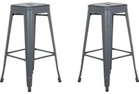 Set di 2 sgabelli da bar in Acciaio grigio 76 cm impilabili altezza bancone industriale