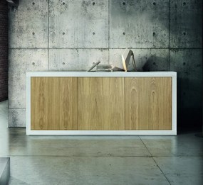 Credenza PANAREA bianca e naturale 186&#215;45 cm H 75 cm