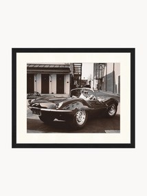 Foto incorniciata di Steve McQueen in his Jaguar