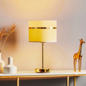 Argon Lampada da tavolo in tessuto Long bianco/grigio/ottone