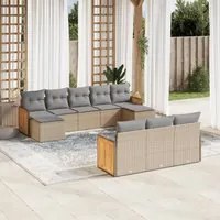 Set Divano da Giardino 10 pz con Cuscini Beige in Polyrattan 3260498