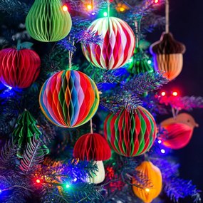 Decorazione per albero di natale in carta fatta a mano 10 cm Honeycomb Acorn – Sass &amp; Belle