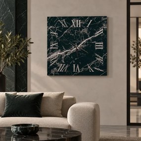 Orologio quadrato effetto marmo in vetro temperato Nero 65x65 cm - WALM