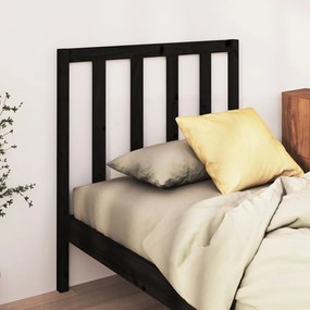 Testiera Per Letto Nera 96x4x100 Cm İn Legno Massello Di Pino /