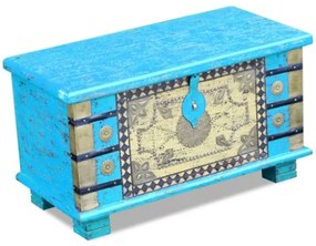 Baule Blu Legno di Mango 80x40x45 cm