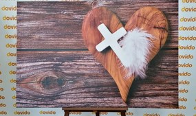 Stampa su tela – Croce su sfondo di legno