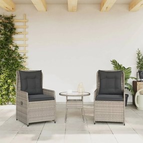 Sedie da giardino reclinabili 2 pz grigio chiaro polyrattan