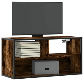 Mobile Tv Rovere Fumo 80x31x39,5 Cm Legno Multistrato E Metallo /