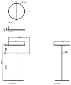 Colavene Mammomo portasciugamani a pavimento con piano portaoggetti in legno di castagno  e acciaio inox nero matt