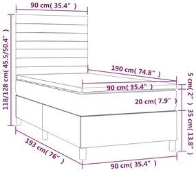 Giroletto a Molle con Materasso Marrone Scuro 90x190cm Tessuto