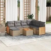 Set Divano da Giardino 8 pz con Cuscini Beige in Polyrattan 3227893