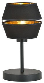 Lampada Da Tavolo Contemporanea 1 Luce Piano In Metallo Nero E Oro