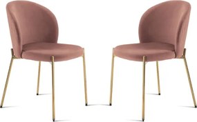 Sedia in velluto Cipria con struttura in metallo Oro MEGAN 2 sedie