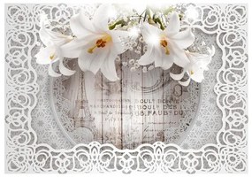 Fotomurale adesivo Lilies and Wooden Background