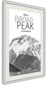 Poster  Peaks of the World: Broad Peak  Cornice Quadri Cornice nera con pass-partout, Larghezza x Altezza Home decor 40x60