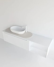 Top per lavabo KIMONO MADERO L 94 x H 2 x P 43 cm grigio chiaro pietra, lucido, con foro dx