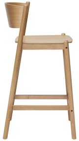 Sgabello da bar in legno di quercia naturale altezza seduta 75 cm Oblique - Hübsch