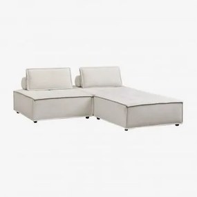 Divano Chaise Longue Modulare In 3 Pezzi In Tessuto Vermont Tessuto Beige Crema - Sklum