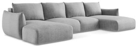 Divano angolare grigio chiaro allungabile (a U) Leila – Makamii