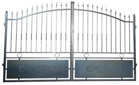 Cancello manuale battente Zerbion 3500 in ferro, apertura centrale, L 358.5, H 165-195 cm, di colore grigio zincato