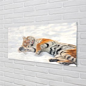 Quadro acrilico Snow invernale di tigre 100x50 cm