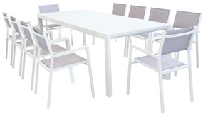 EQUITATUS - set tavolo in alluminio cm 180/240x100x75 h con 10 sedute