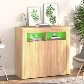 Credenza con luci led rovere sonoma 80x35x75 cm