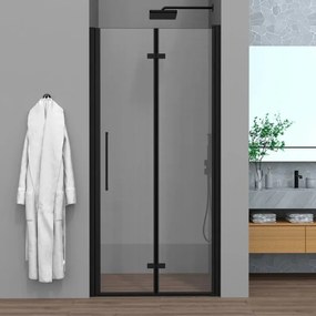 Porta doccia a soffietto per nicchia 105cm in vetro temperato trasparente con profili nero opaco Neos