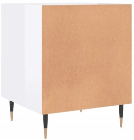 Comodini 2 pz Bianco Lucido 40x40x50 cm in Legno Multistrato